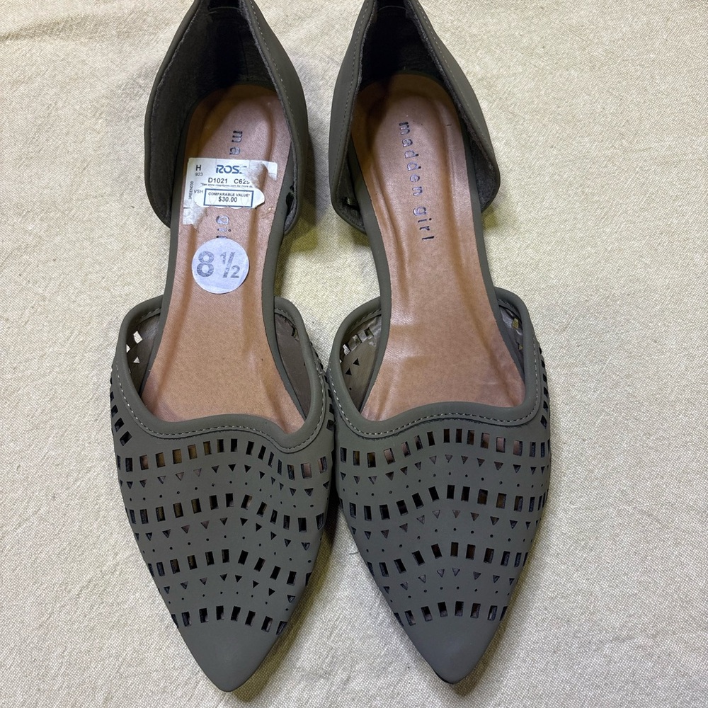 Madden Girl Women's Perforated Greenish-Gray Loafers